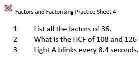 estimating, factors, factorising, expanding and simplifying expressions.